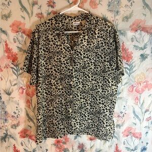 Vintage Animal Print Button-Up Shirt
